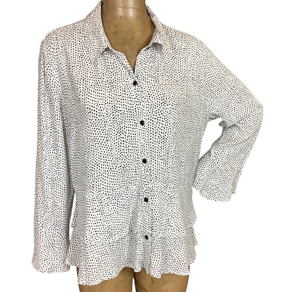 Habitat Polka Dot Double Flounce City Shirt White & Black L #317E‎